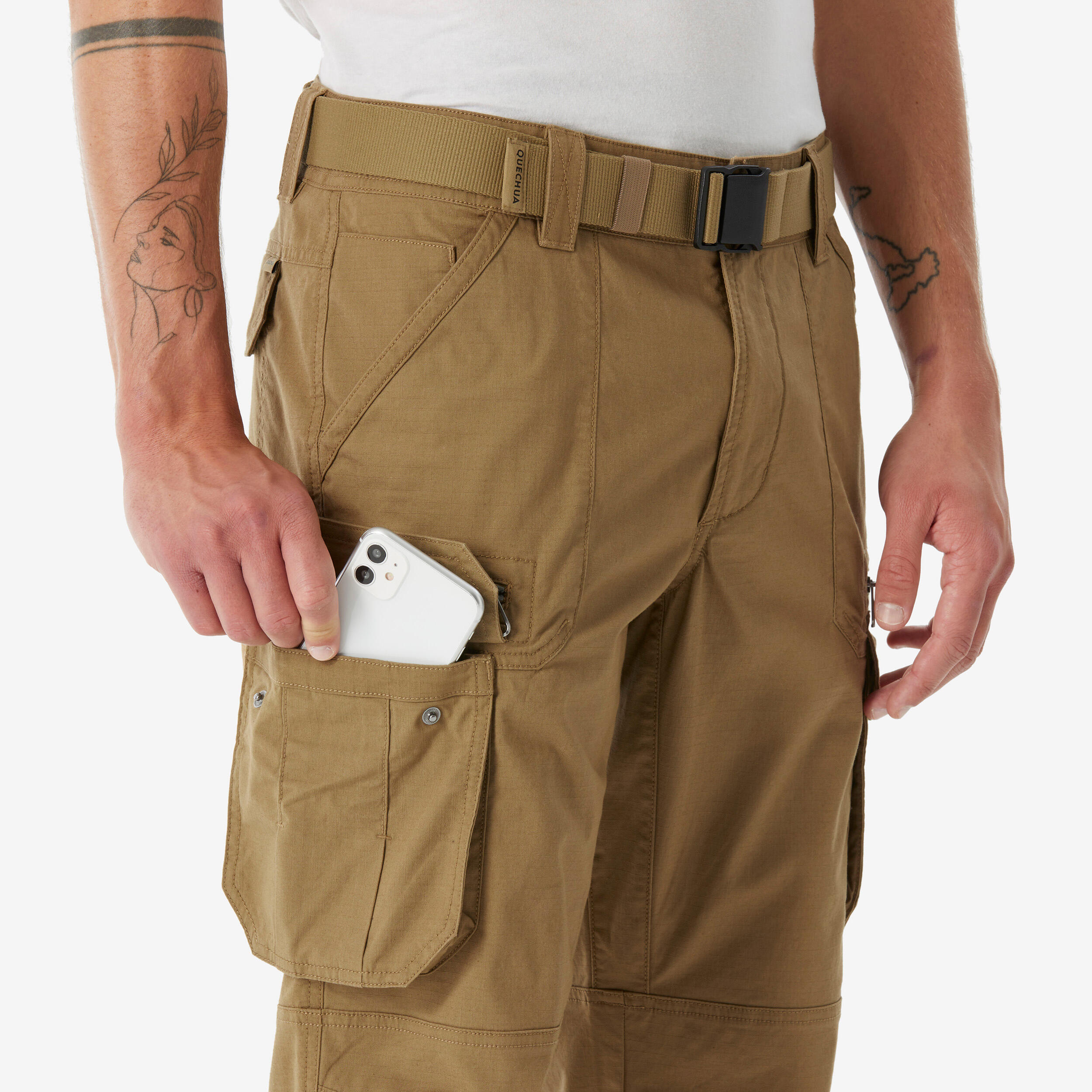 Calças de Caminhada NH500 Cargo Homem Castanho 6/7