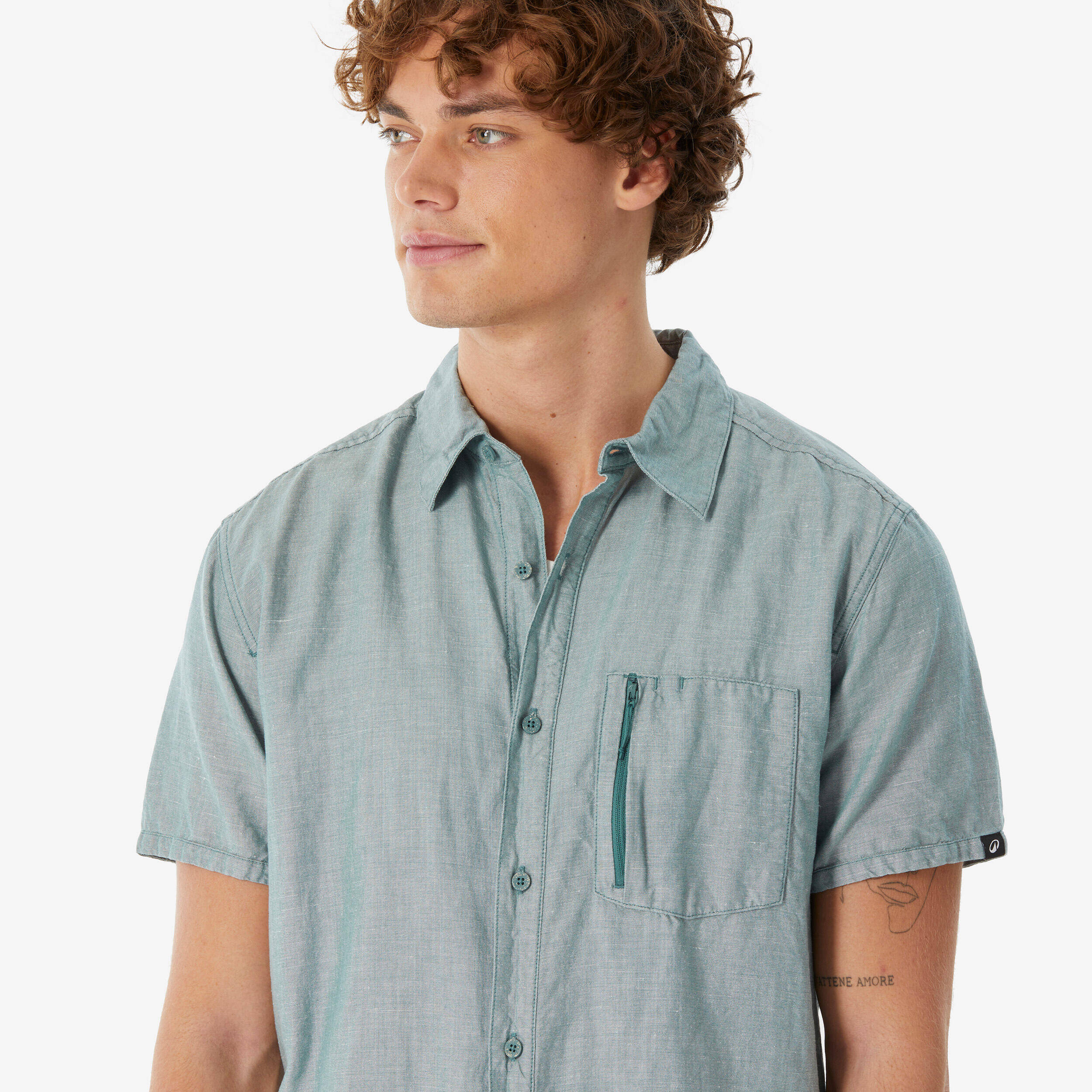 Men’s short-sleeved hiking shirt NH500 - green -  4