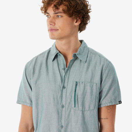 Сорочка чоловіча NH500 для туризму зелена