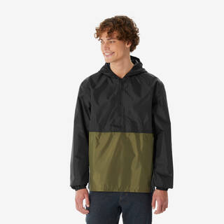 Men’s windproof and waterproof hiking jacket, Raincut 1/2 Zip - Black