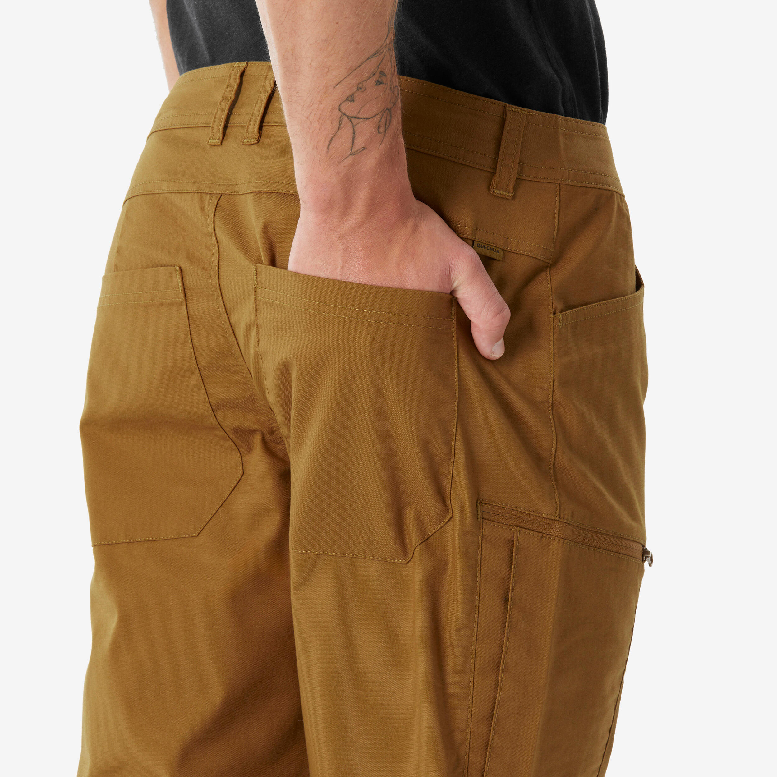 QUECHUA Pánske turistické nohavice NH500 Regular hnedé S (L33) · záber 6