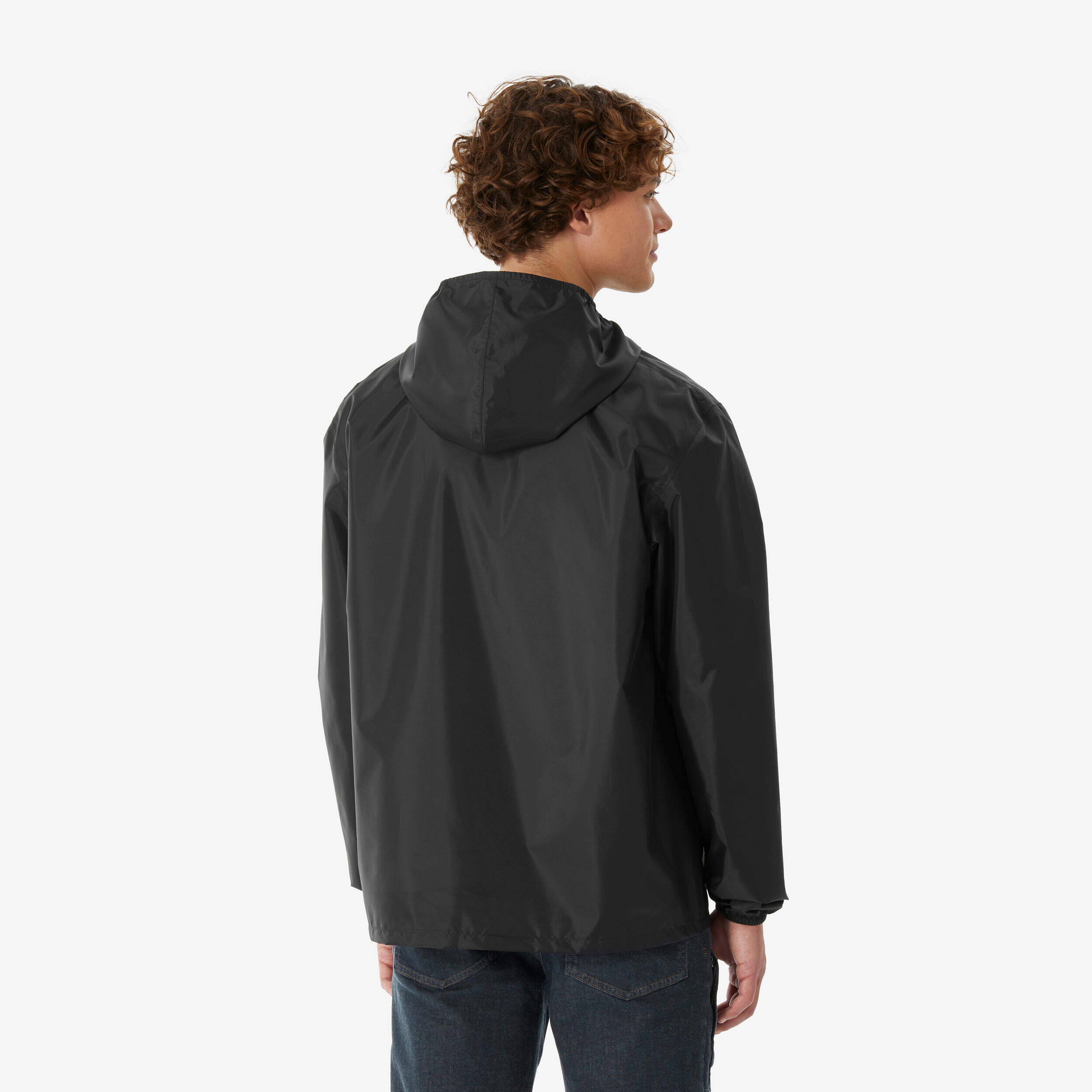 Men’s windproof and waterproof hiking jacket, Raincut 1/2 Zip - Black -  4