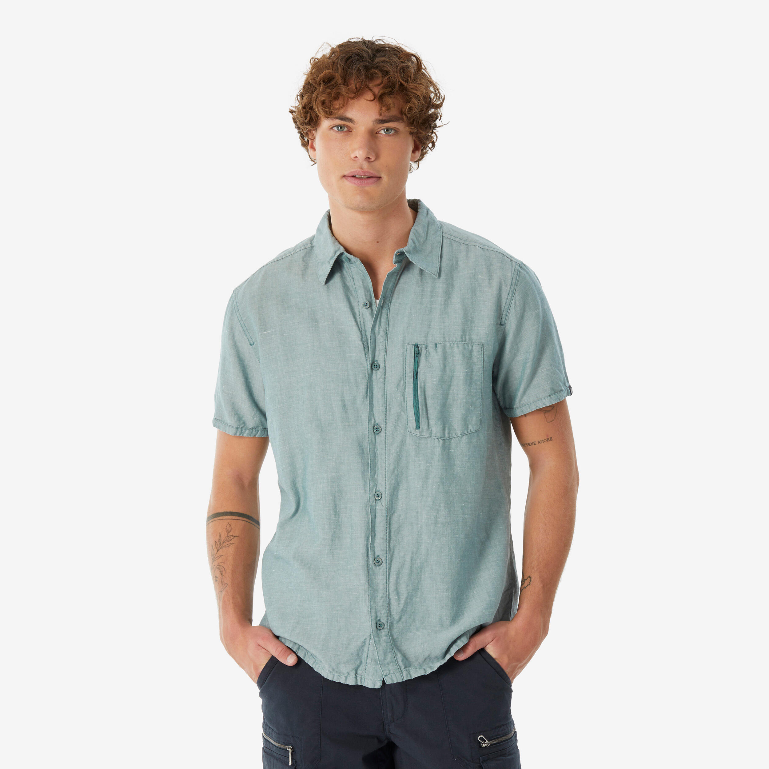 Men’s short-sleeved hiking T-shirt, NH500 - Green