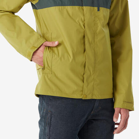 Куртка чоловіча NH500 для туризму водонепроникна зелена