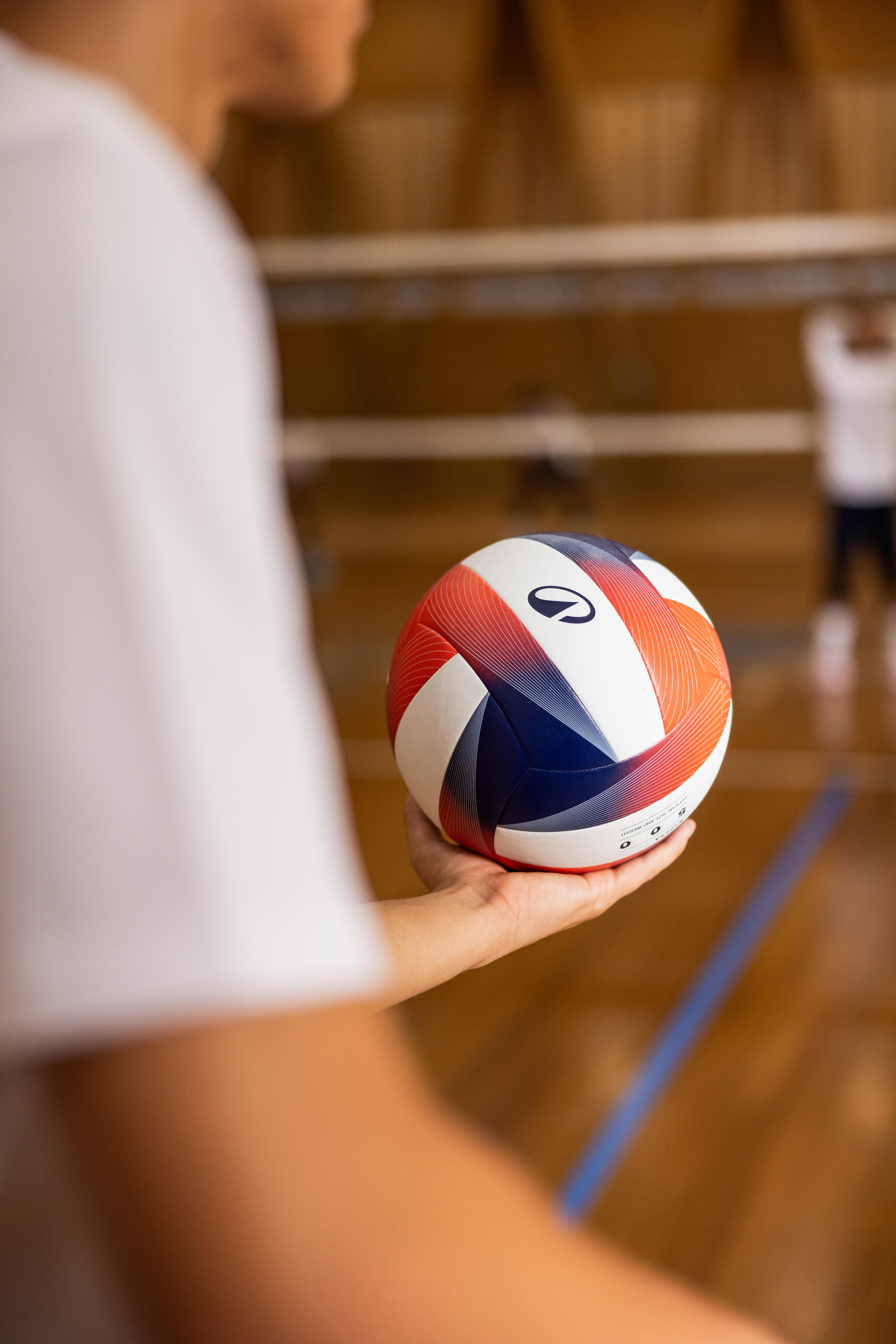 Pallone pallavolo VB500 bianco-blu-rosso 8/13