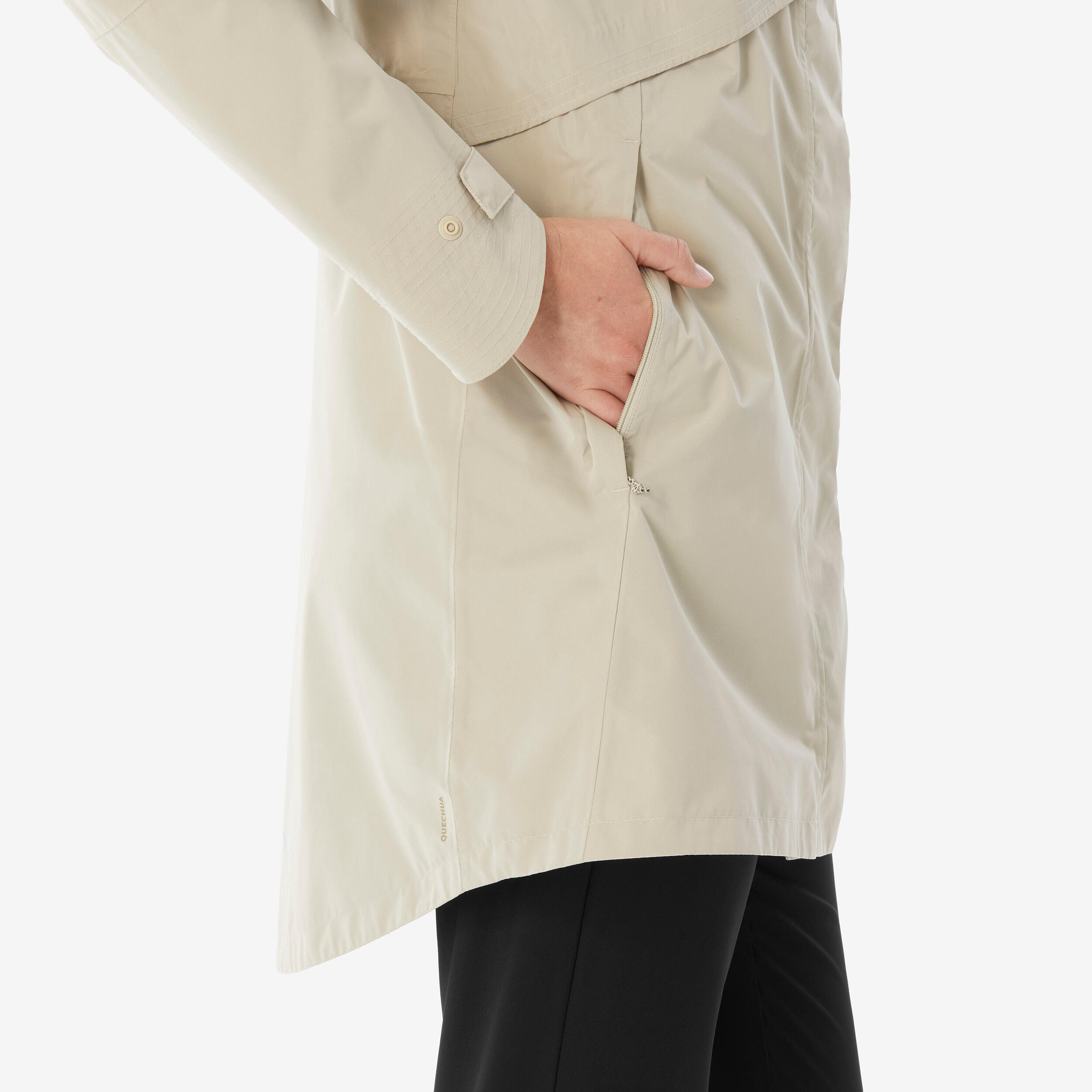 Manteau de randonnée long imperméable femme, NH 500 7/11