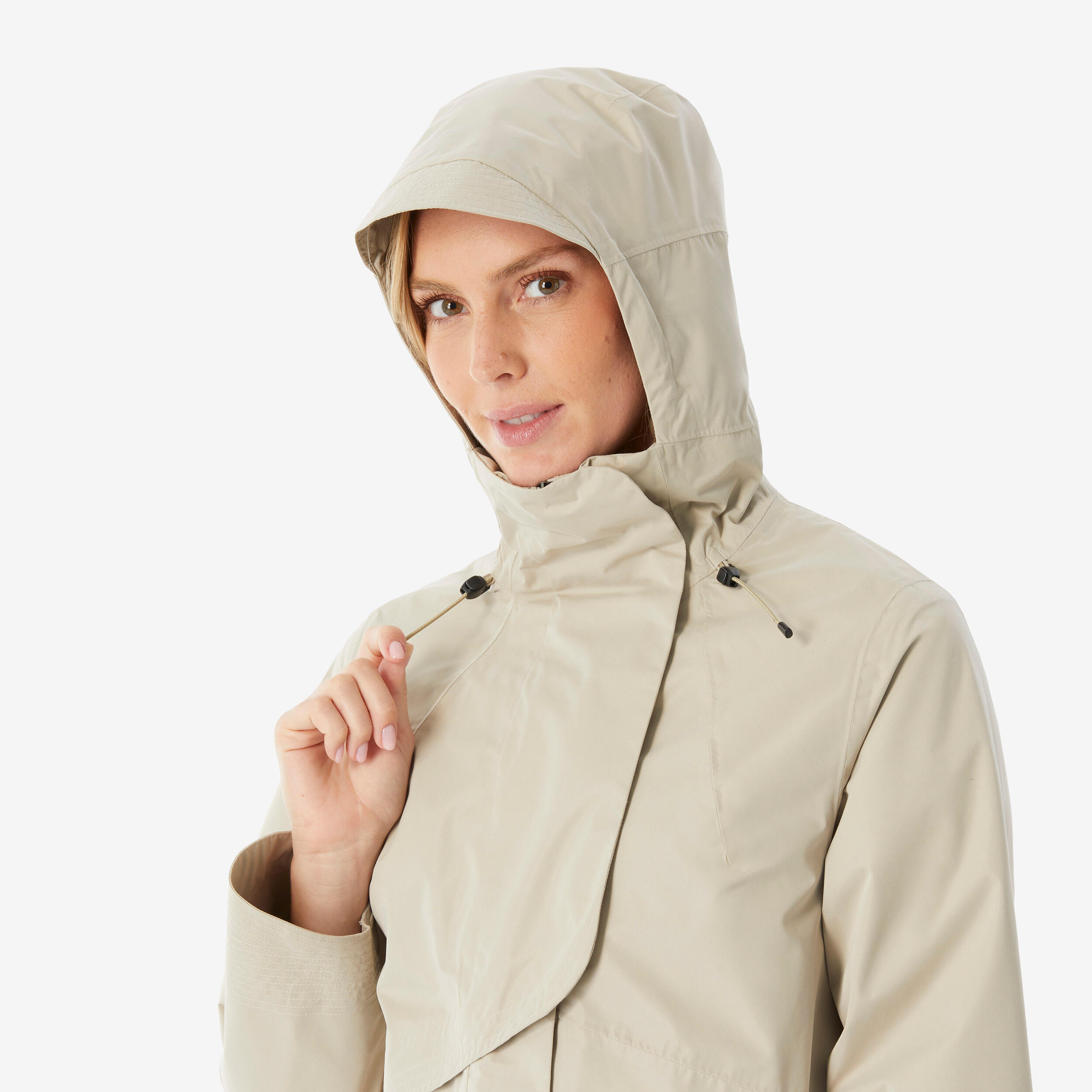Manteau de randonnée long imperméable femme, NH 500 11/11