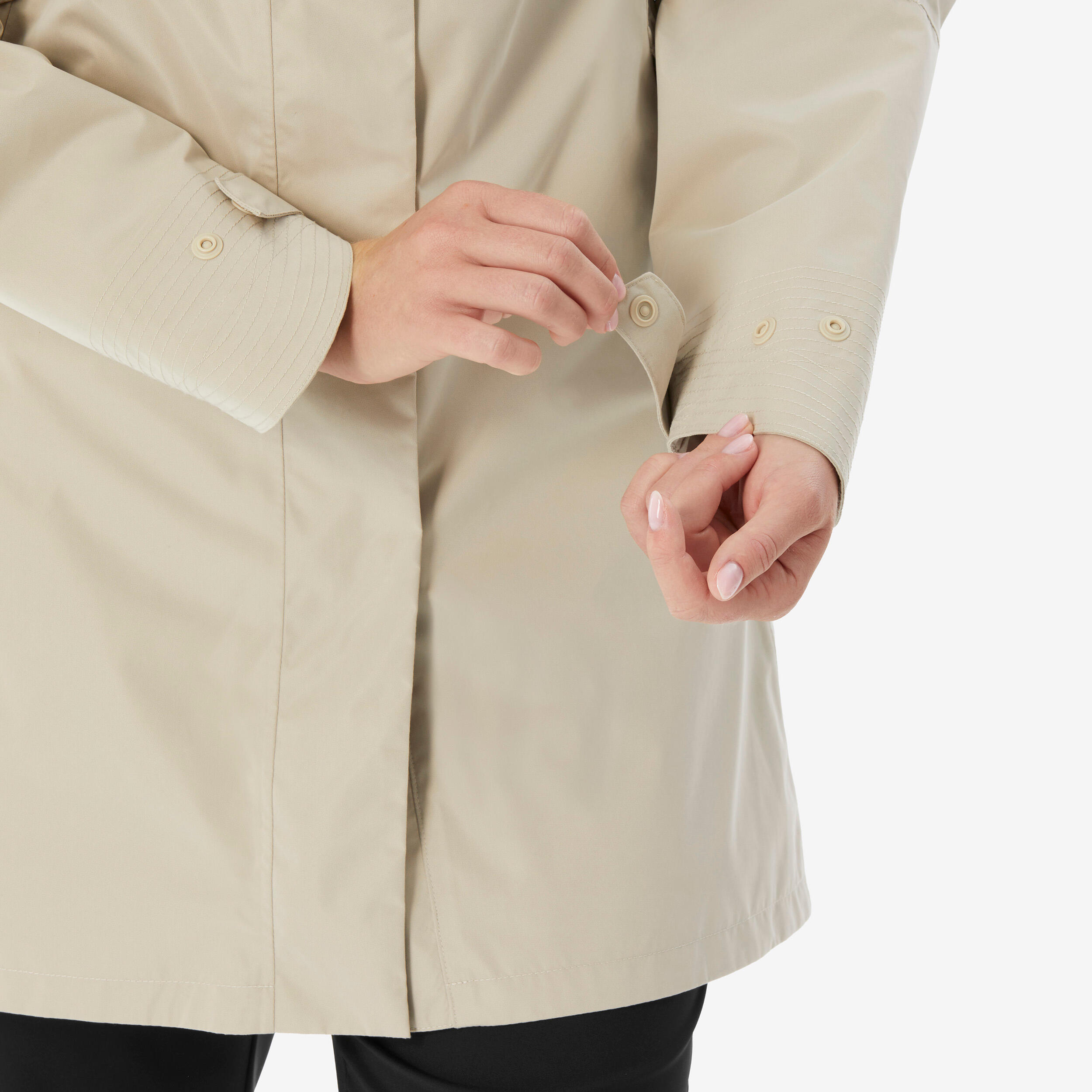 Manteau de randonnée long imperméable femme, NH 500 6/11