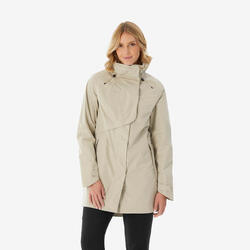 Veste longue imperméable femme, NH500 beige