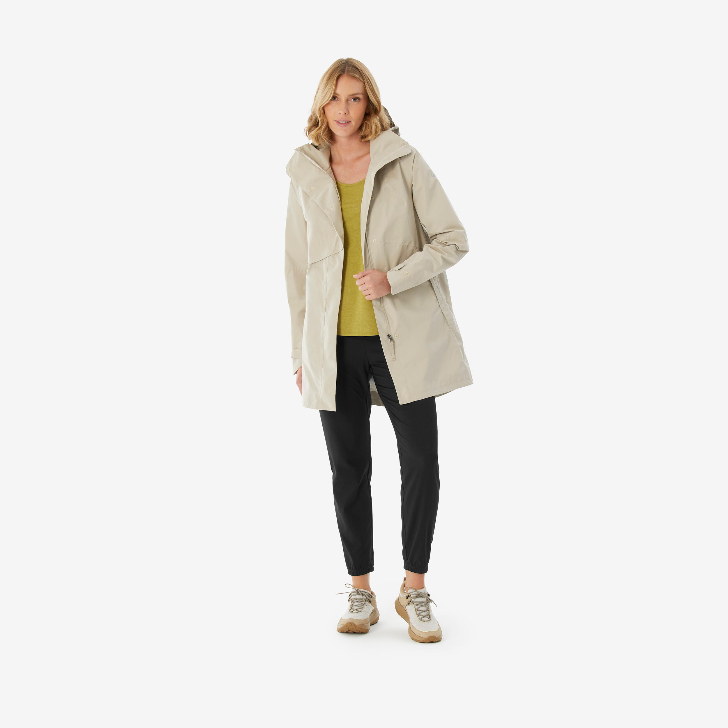 Manteau de randonnée long imperméable femme, NH 500 3/11