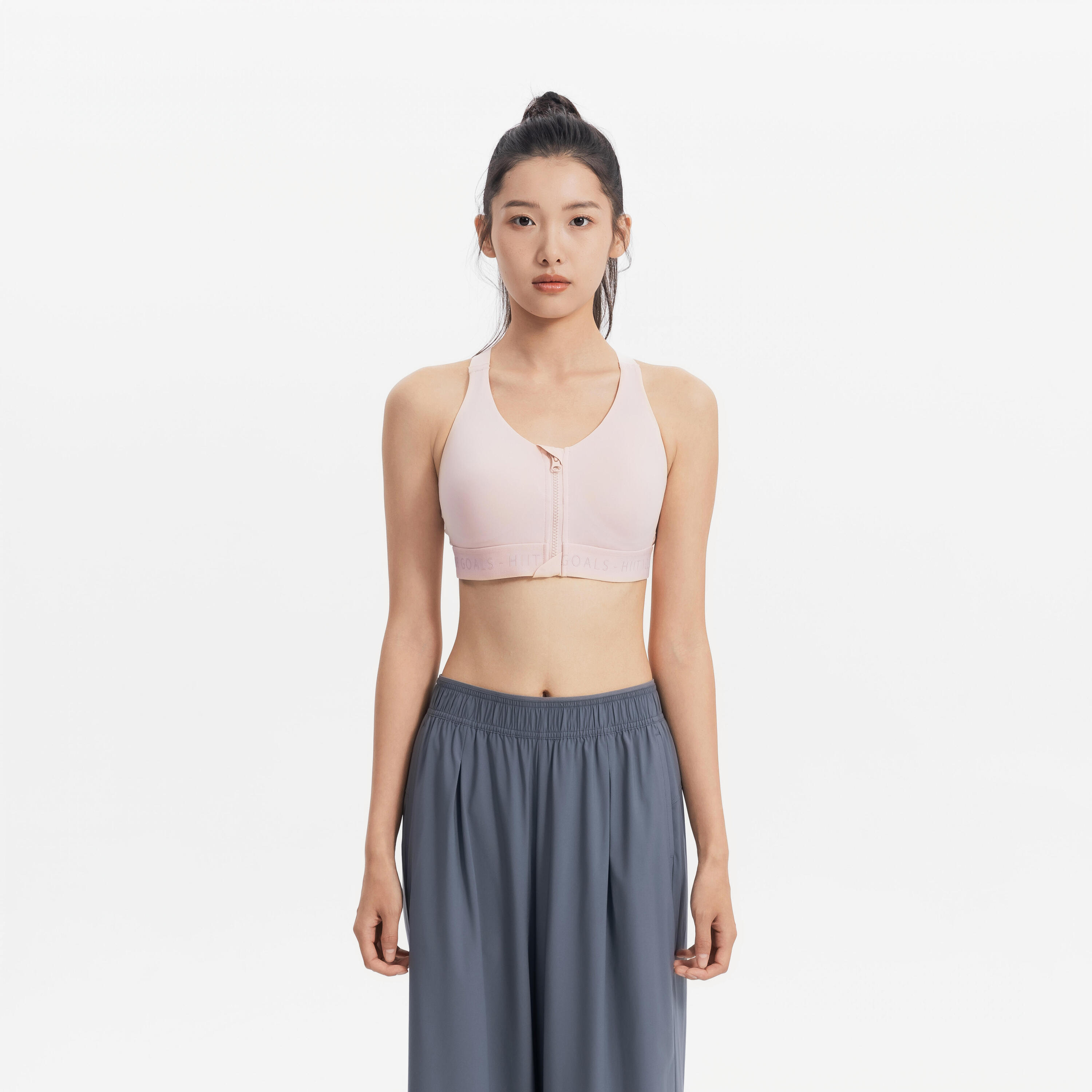 Brassière zippée avec coques maintien fort Femme, rose quartz 2/8