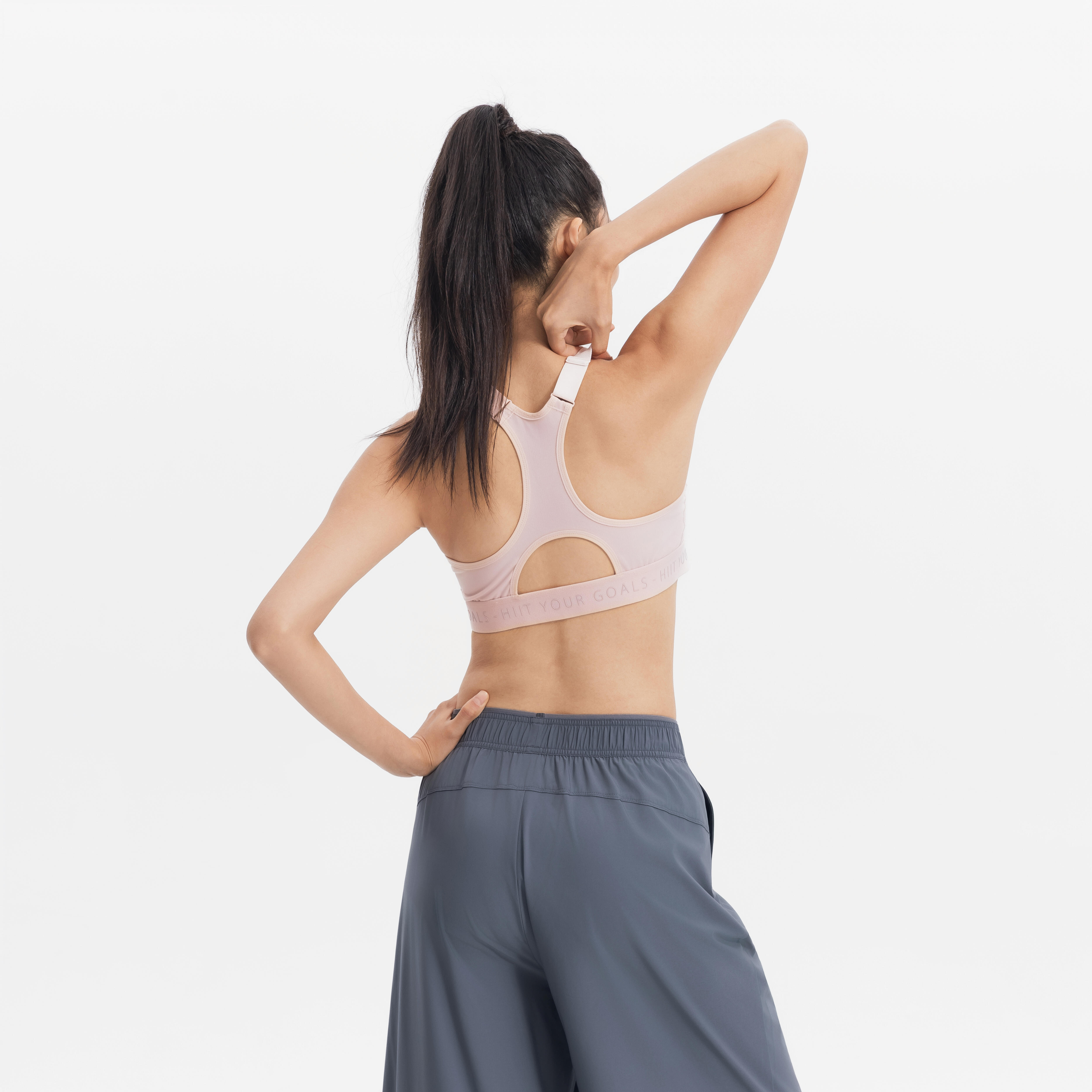 Women's High Support Zipped Sports Bra with Cups - Quartz Pink - DECATHLON