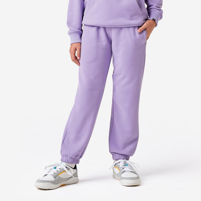 Girls' Loose-Fit Tracksuit Bottoms Purple