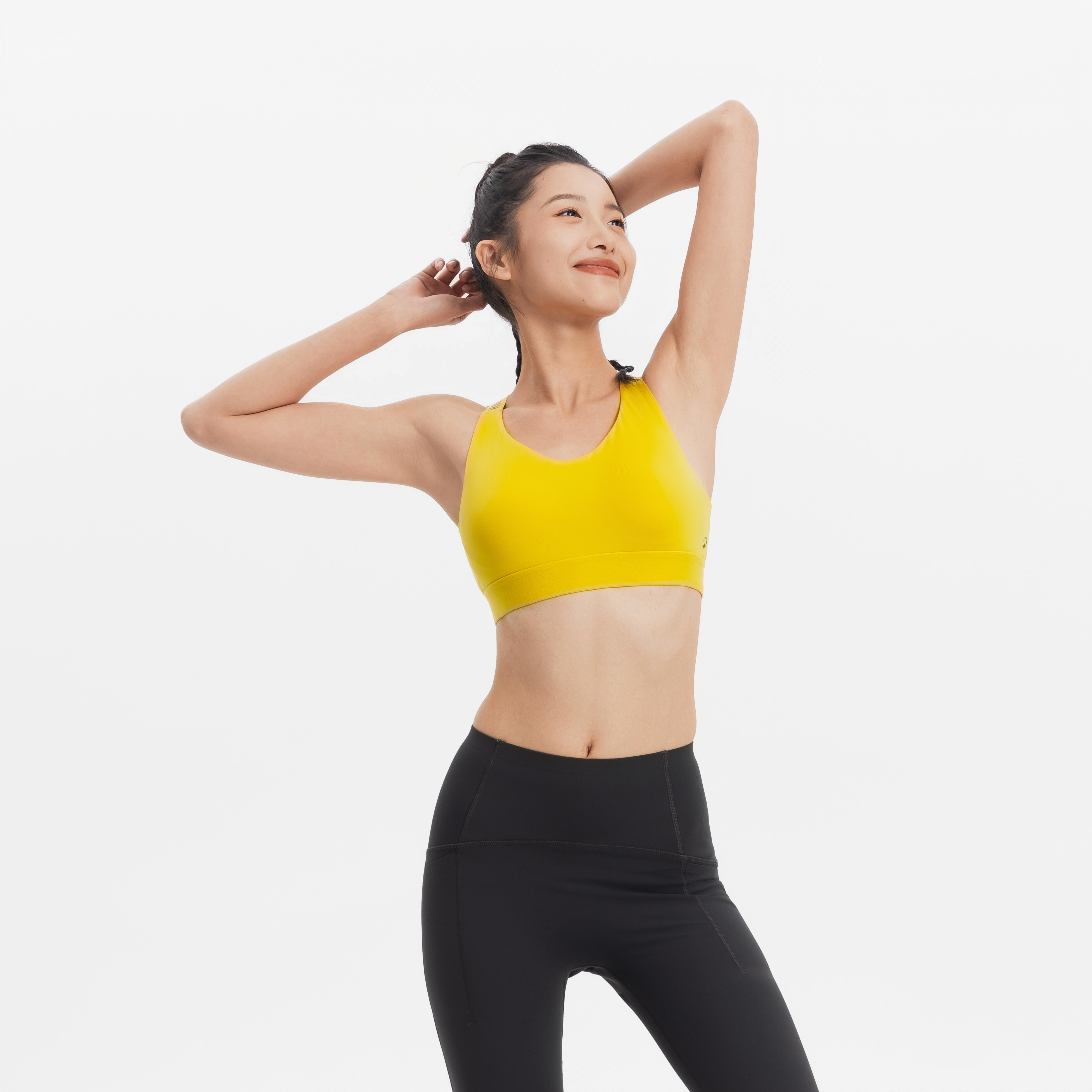 Women's X Back High support sports bra 900, Yellow