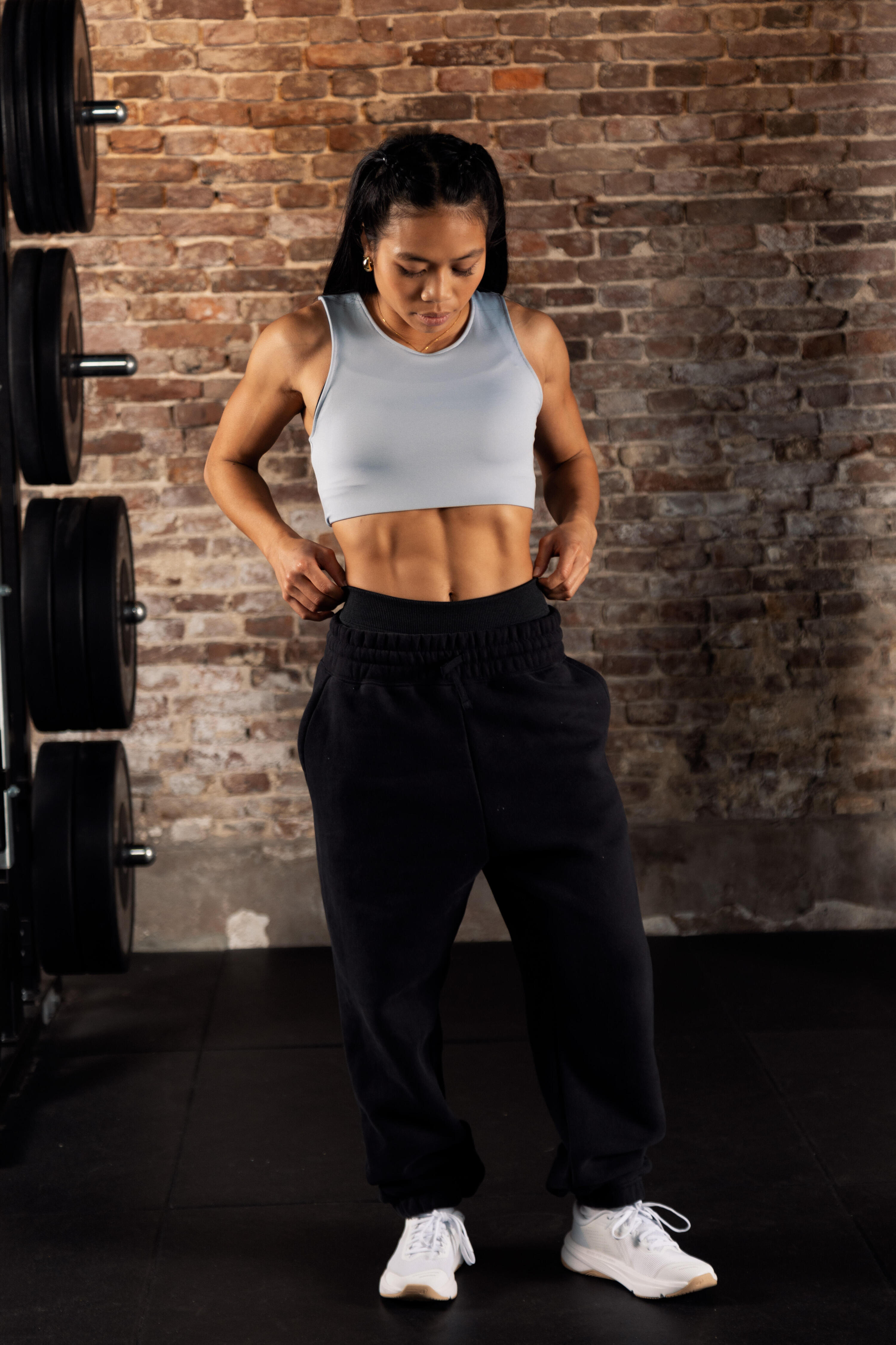 Débardeur crop top fitness femme, bleu clair 7/7