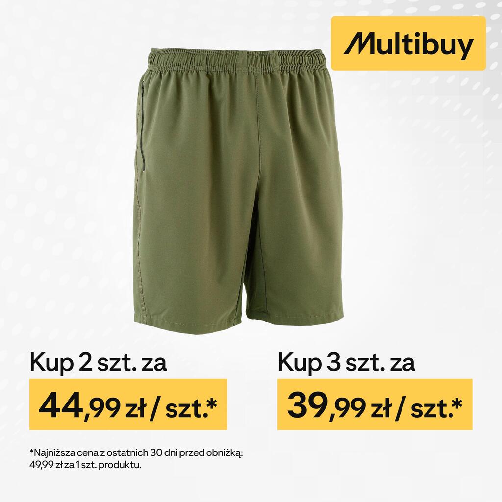 Men's Breathable Fitness Shorts with Zip-Up Pockets - Khaki