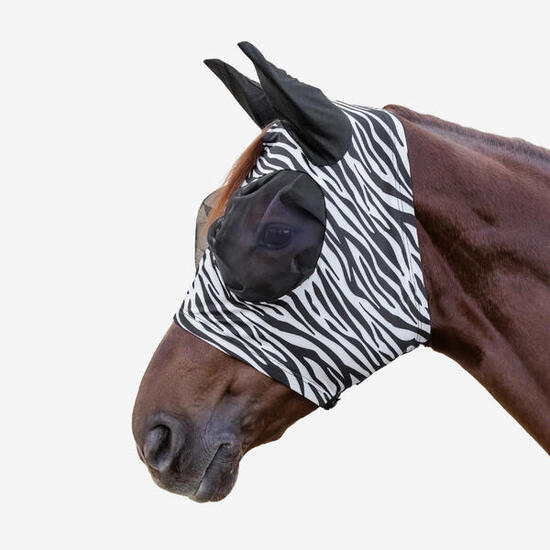 Masque anti insecte cheval ou poney - motif zèbre