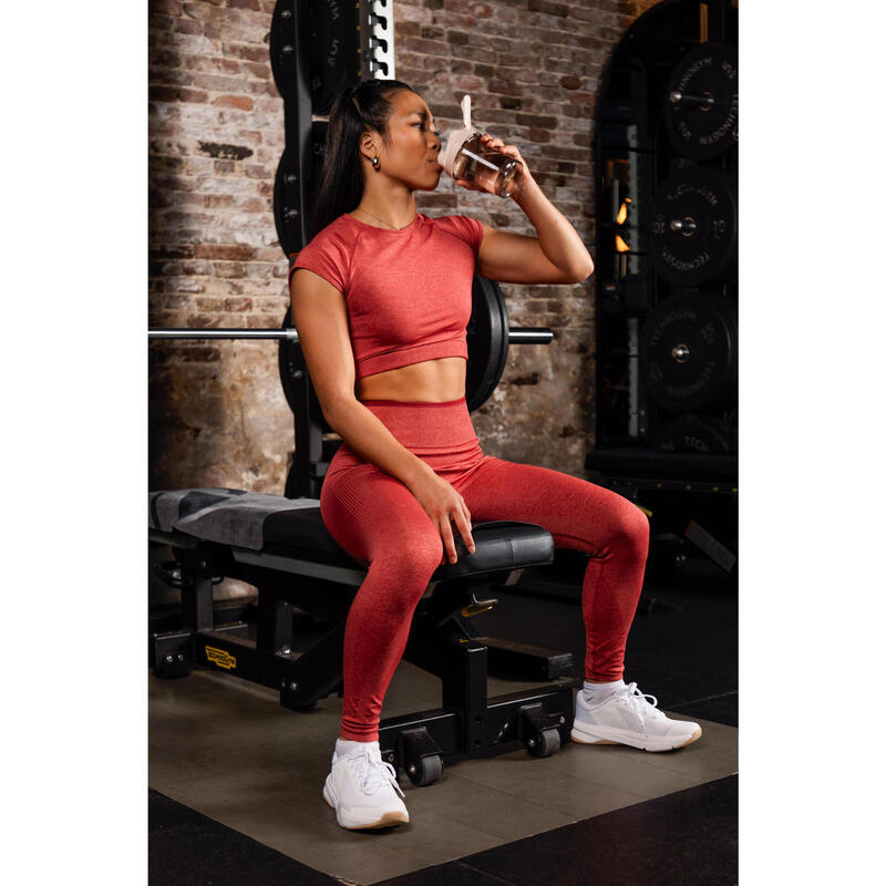 Kadın Dikişsiz Crop Top - Kas Geliştirme - Kırmızı/Pembe
