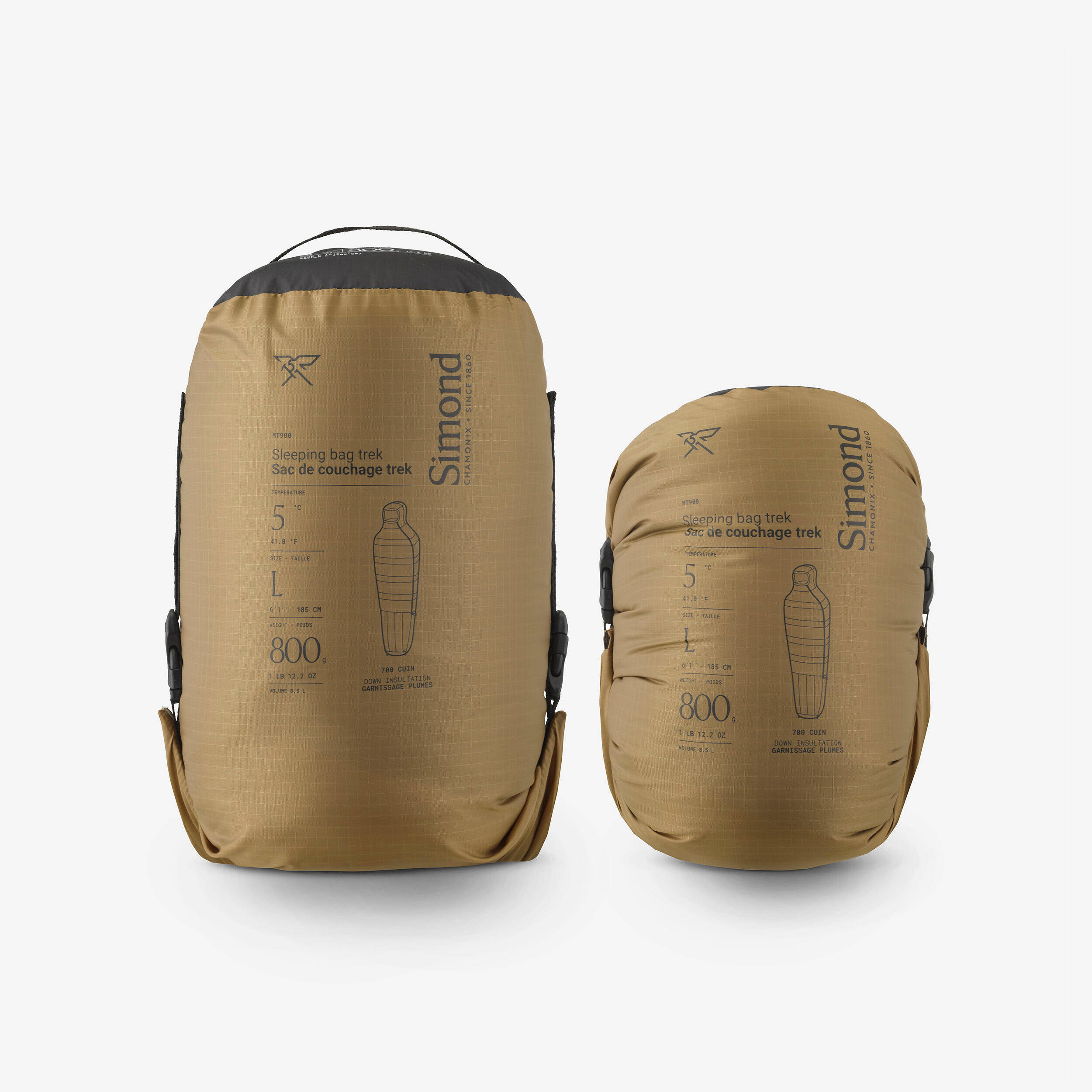 5°C trekking lightweight and compact down sleeping bag MT900 -  2