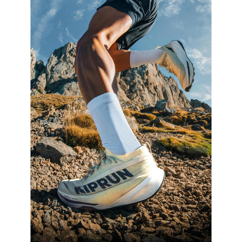 Încălțăminte alergare trail cu placă de carbon Kiprun Kipsummit Race bej Bărbați