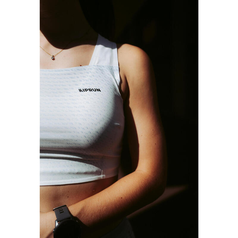 Kadın Crop Top Koşu Atleti - Beyaz - Kiprun