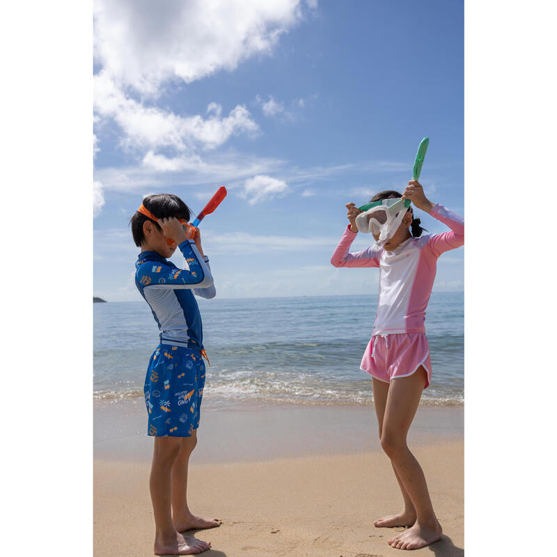 Set snorkeling mască anti-aburire COMFORT Tub DRYTOP 100 Alb Copii