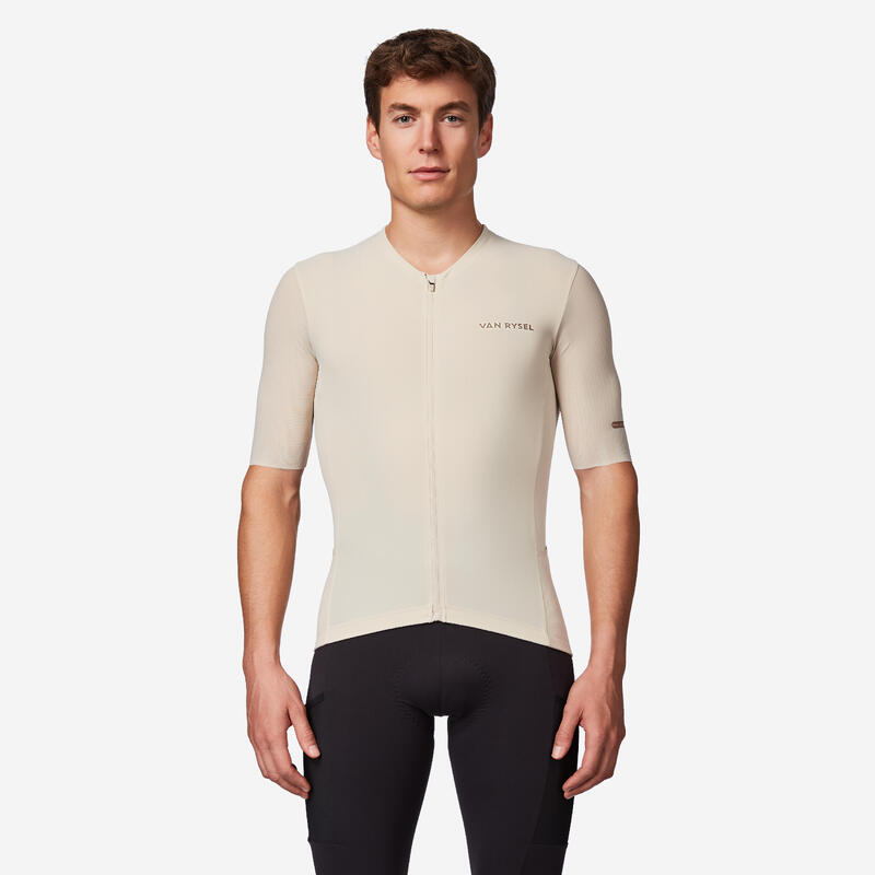 Tricou ciclism șosea distanțe lungi EDR ULTRA Bej Adulți