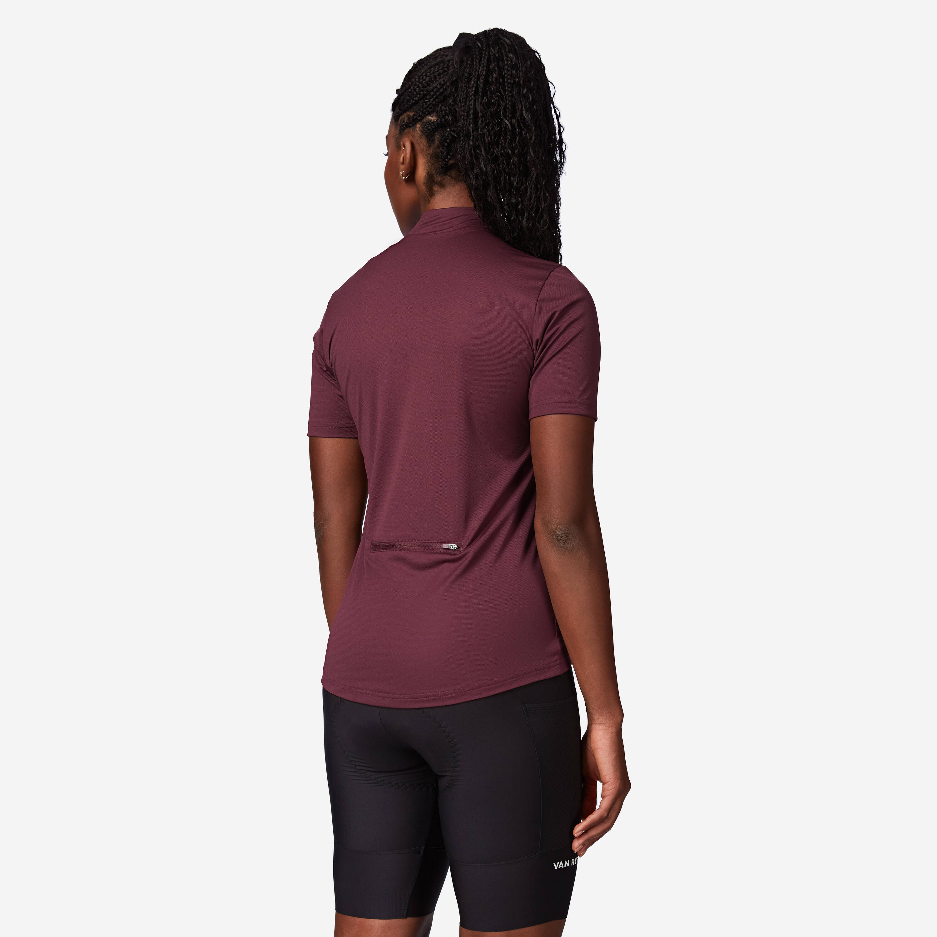 Women's Short-Sleeved Road Cycling Jersey, Essential - Burgundy -  2