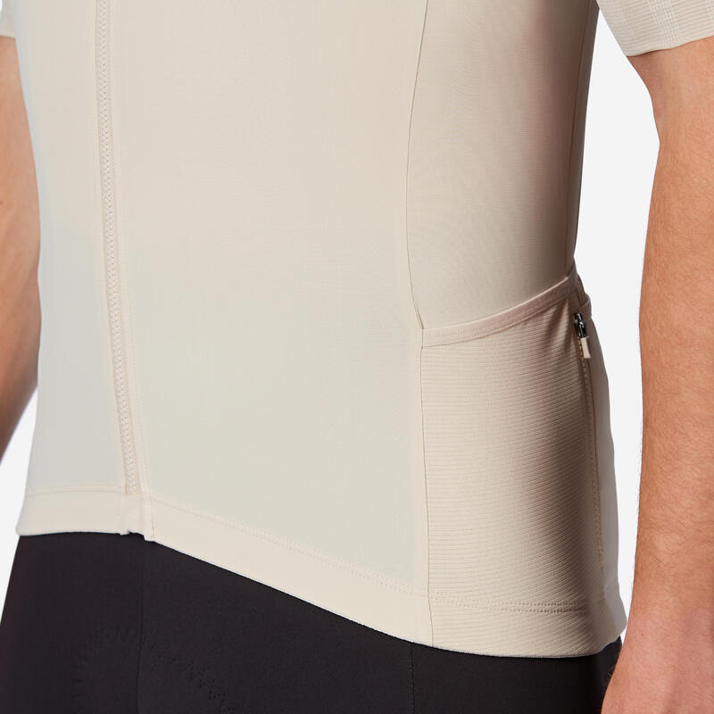 Tricou ciclism șosea distanțe lungi EDR ULTRA Bej Adulți