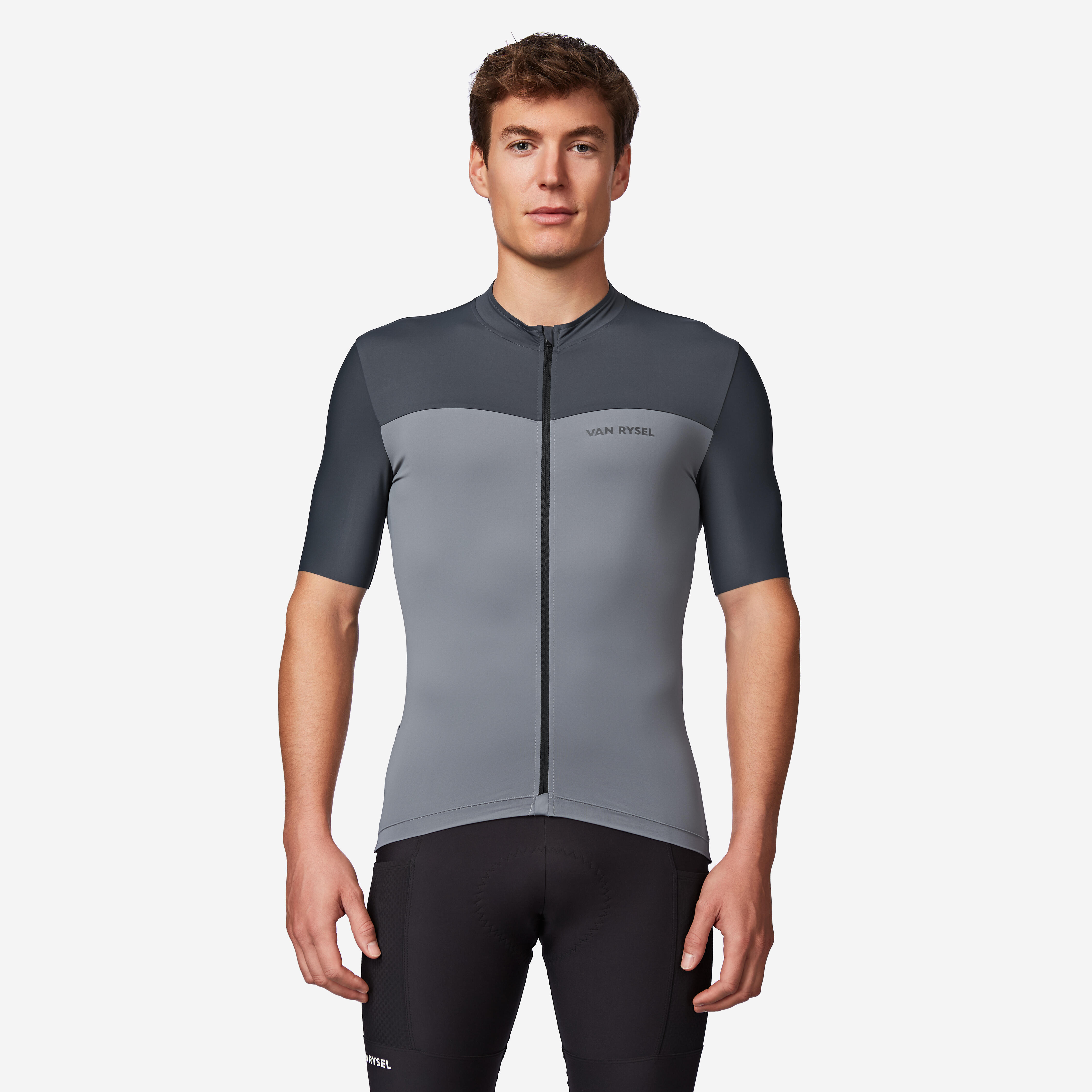 Men's fitted short-sleeved summer road bike jersey - EDR 2 - Grey