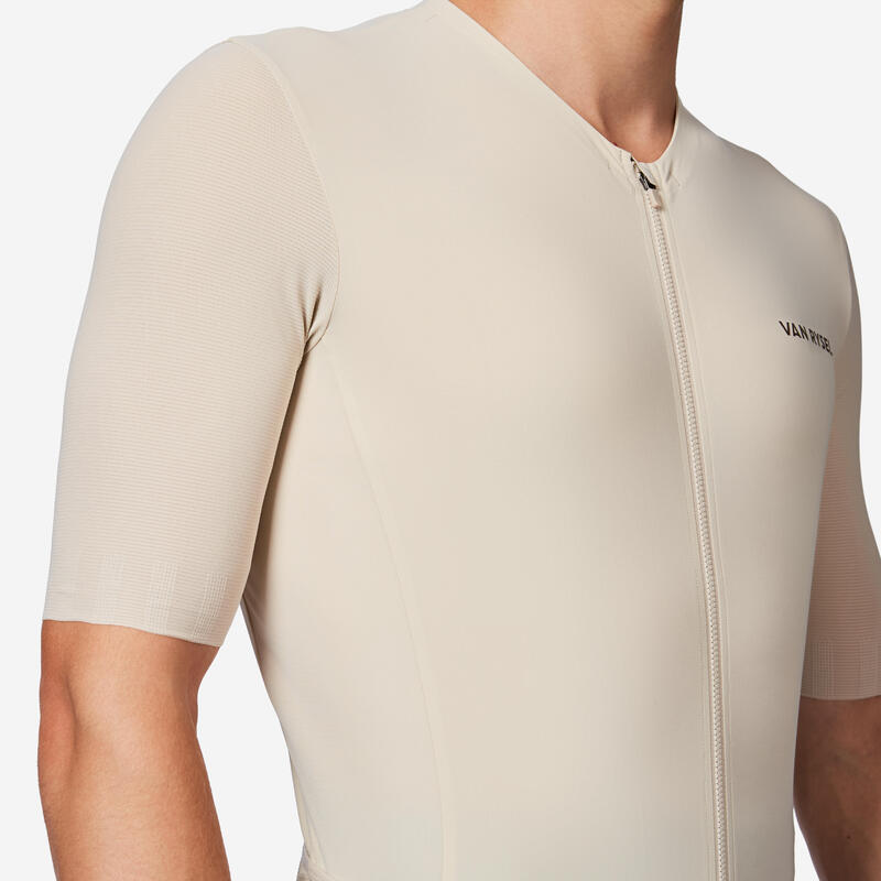 Tricou ciclism șosea distanțe lungi EDR ULTRA Bej Adulți