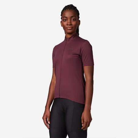 Джерсі жіноче 100 для велоспорту з короткими рукавами бордове