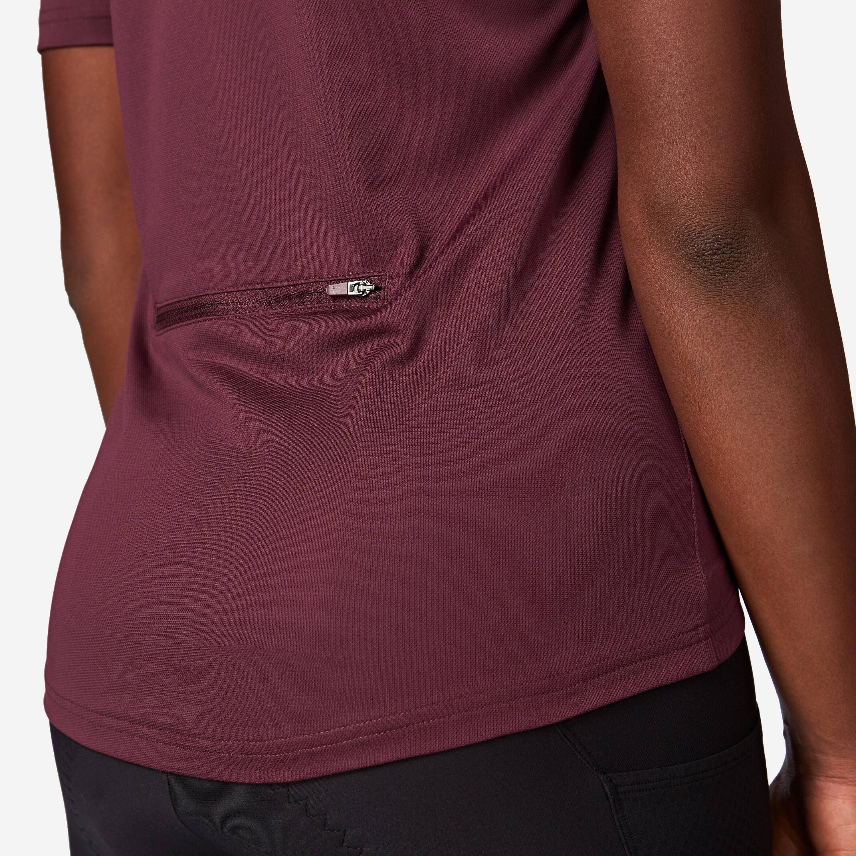 Women's Short-Sleeved Road Cycling Jersey, Essential - Burgundy -  3