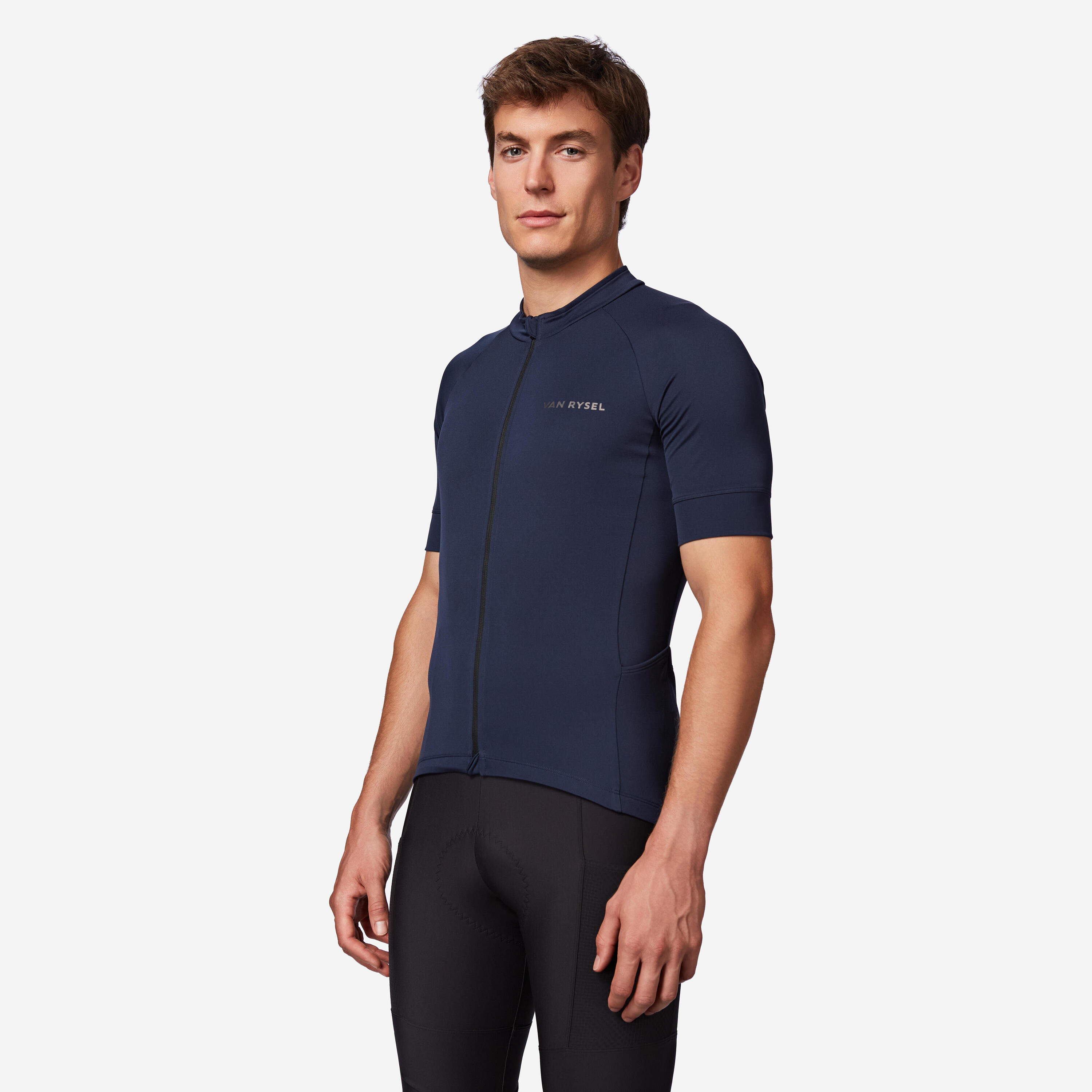 Men's road biking short-sleeved top - Discover steel blue