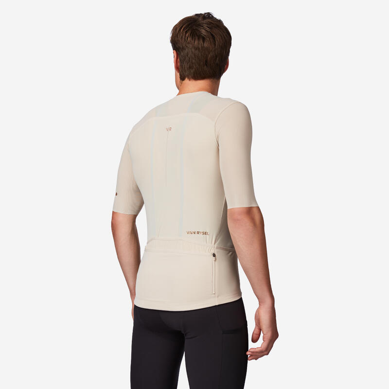 Tricou ciclism șosea distanțe lungi EDR ULTRA Bej Adulți