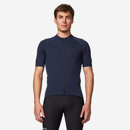 Maillot manches courtes de vélo de route homme - Discover bleu acier