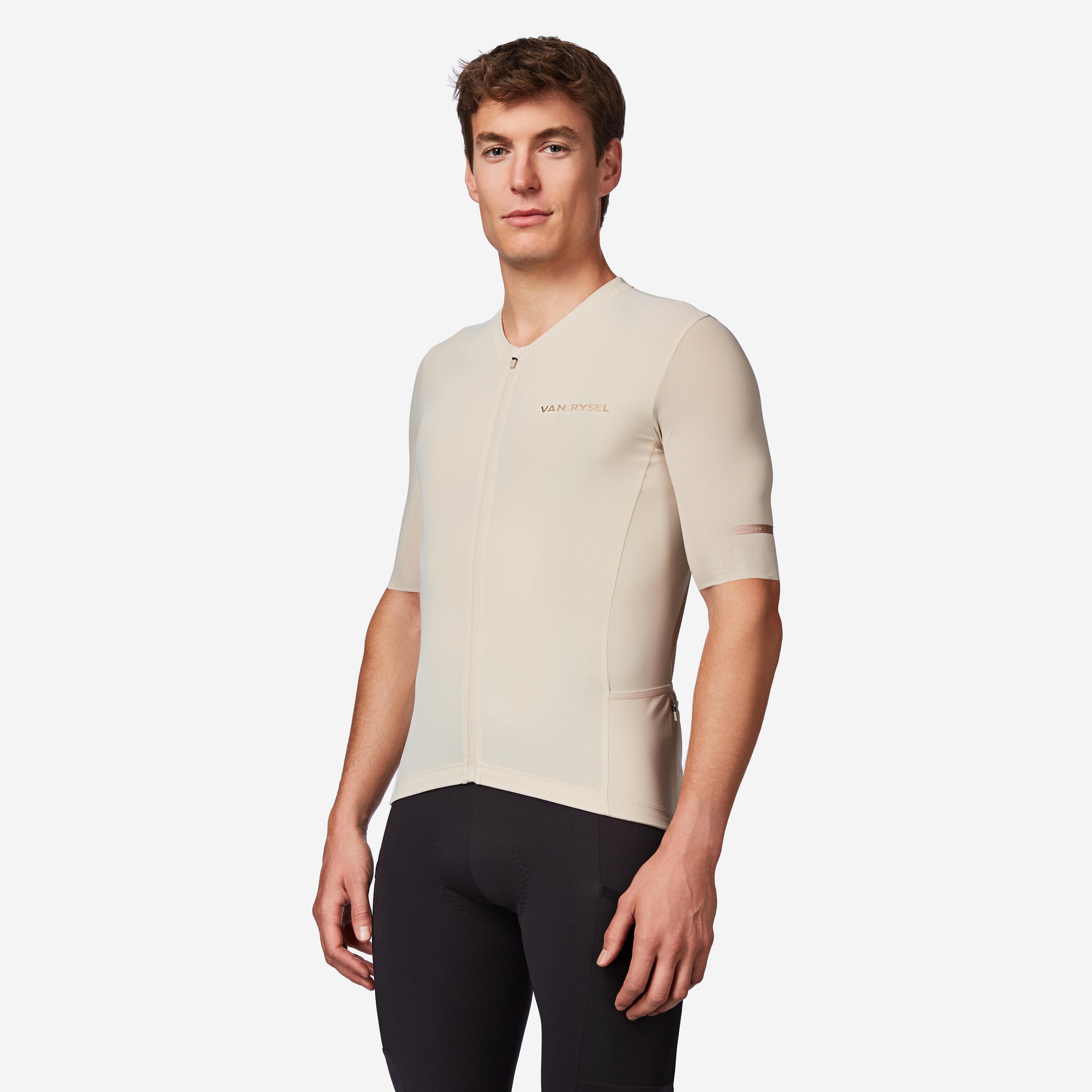 Unisex short-sleeved road cycling jersey for long distance, EDR ULTRA - Beige