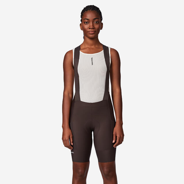Radhose kurz mit Trägern Rennrad Sommer "Endurance" Damen braun
