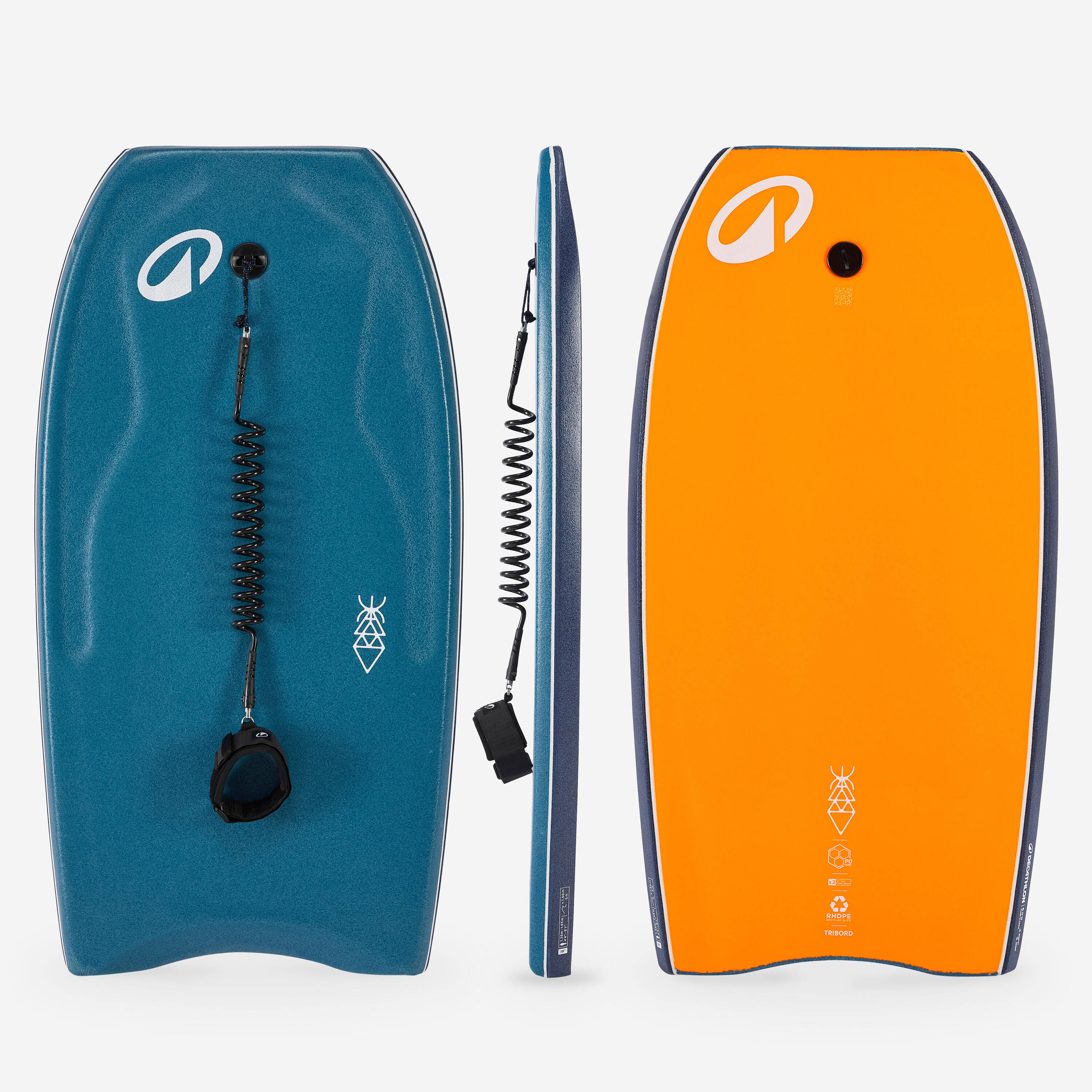 Bodyboard 500 blue/orange with leash -  1