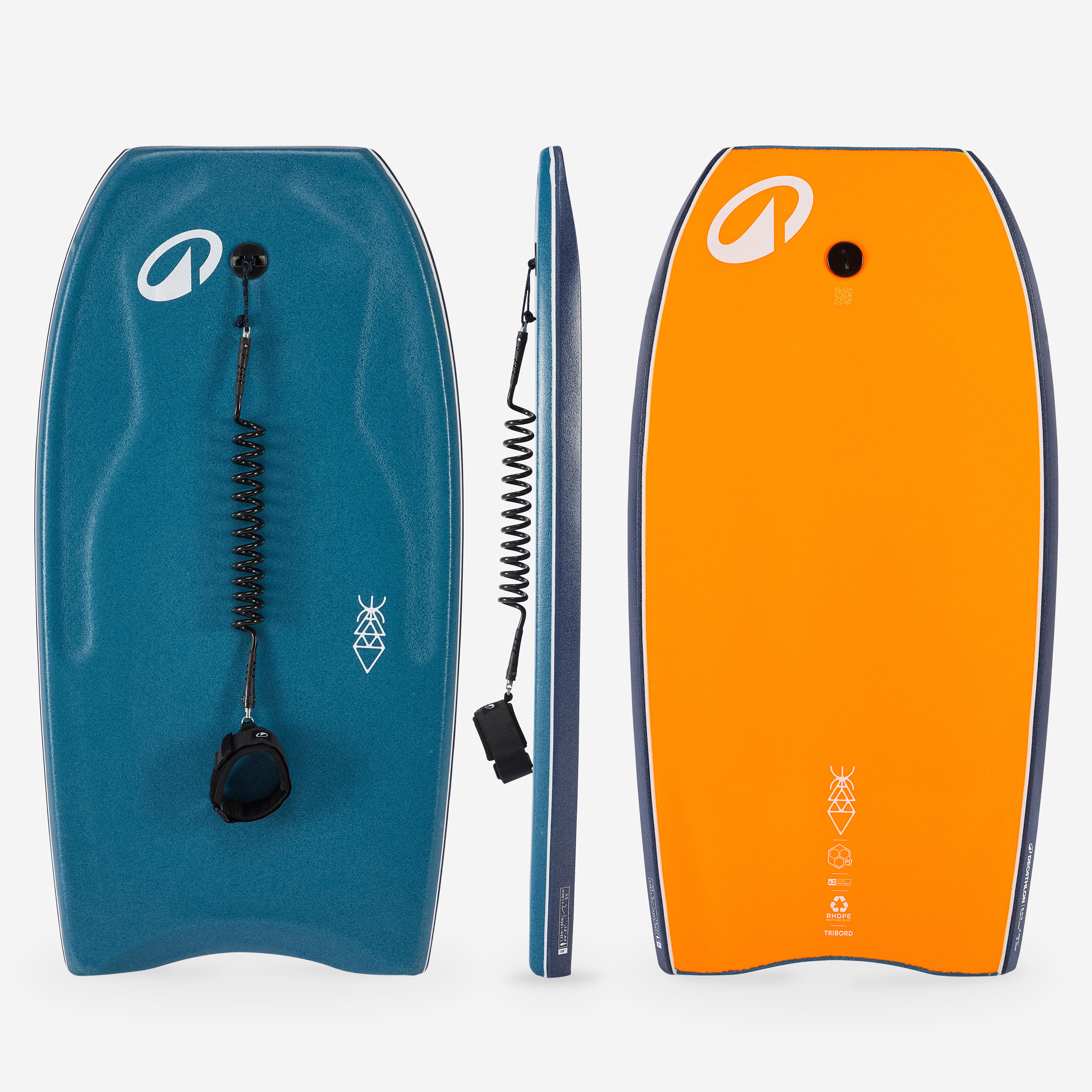 Bodyboard 500 - Blue / Orange with Bicep Leash