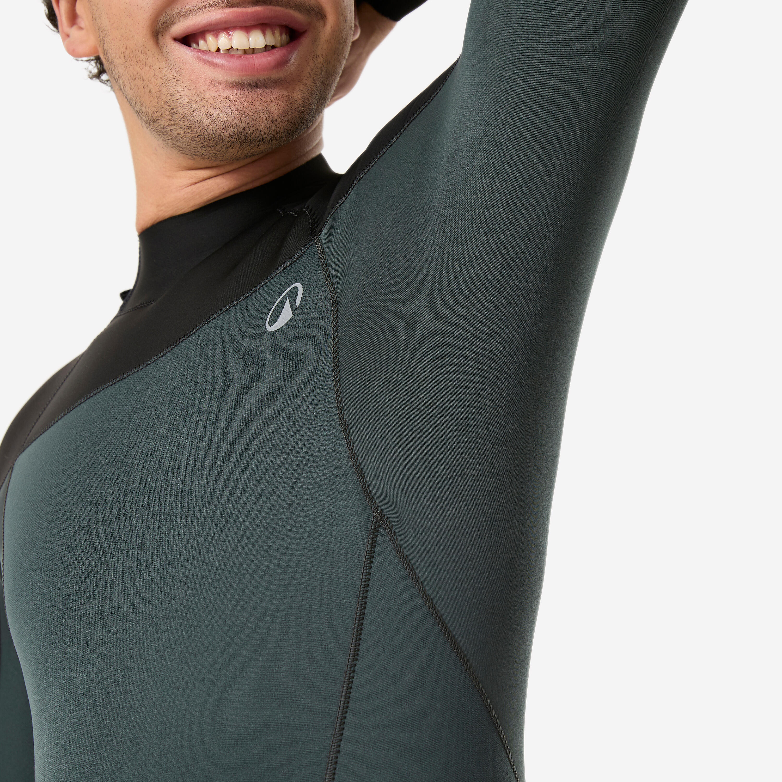 Combinaison intégrale surf caoutchouc naturel 3/2 mm homme, 500 kaki noir 3/10