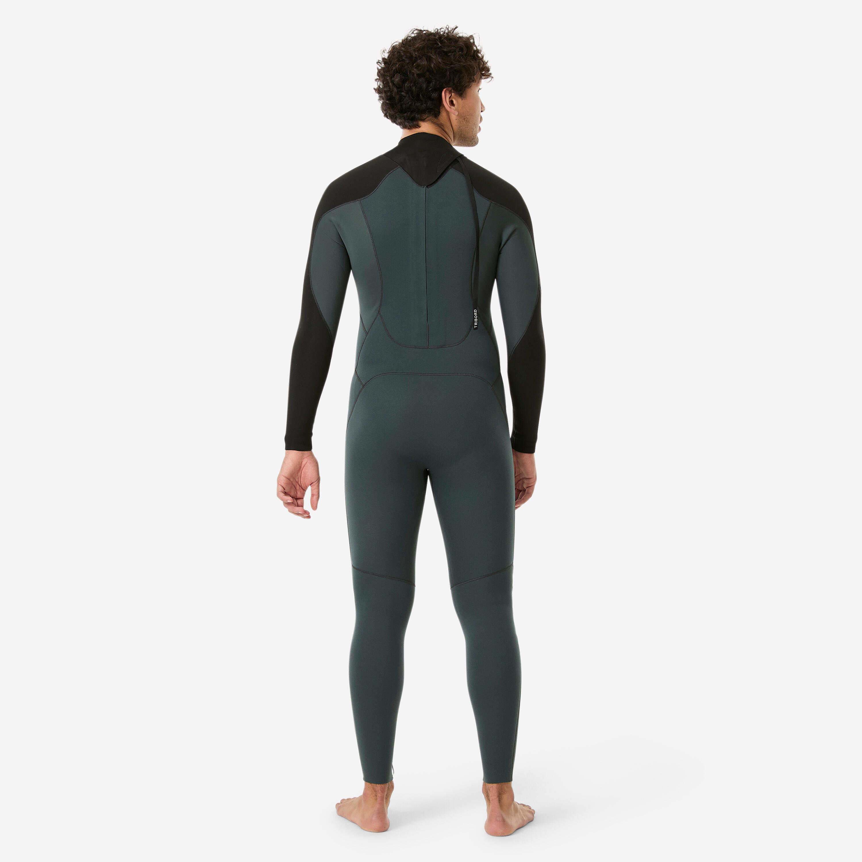 Combinaison intégrale surf caoutchouc naturel 3/2 mm homme, 500 kaki noir 2/10
