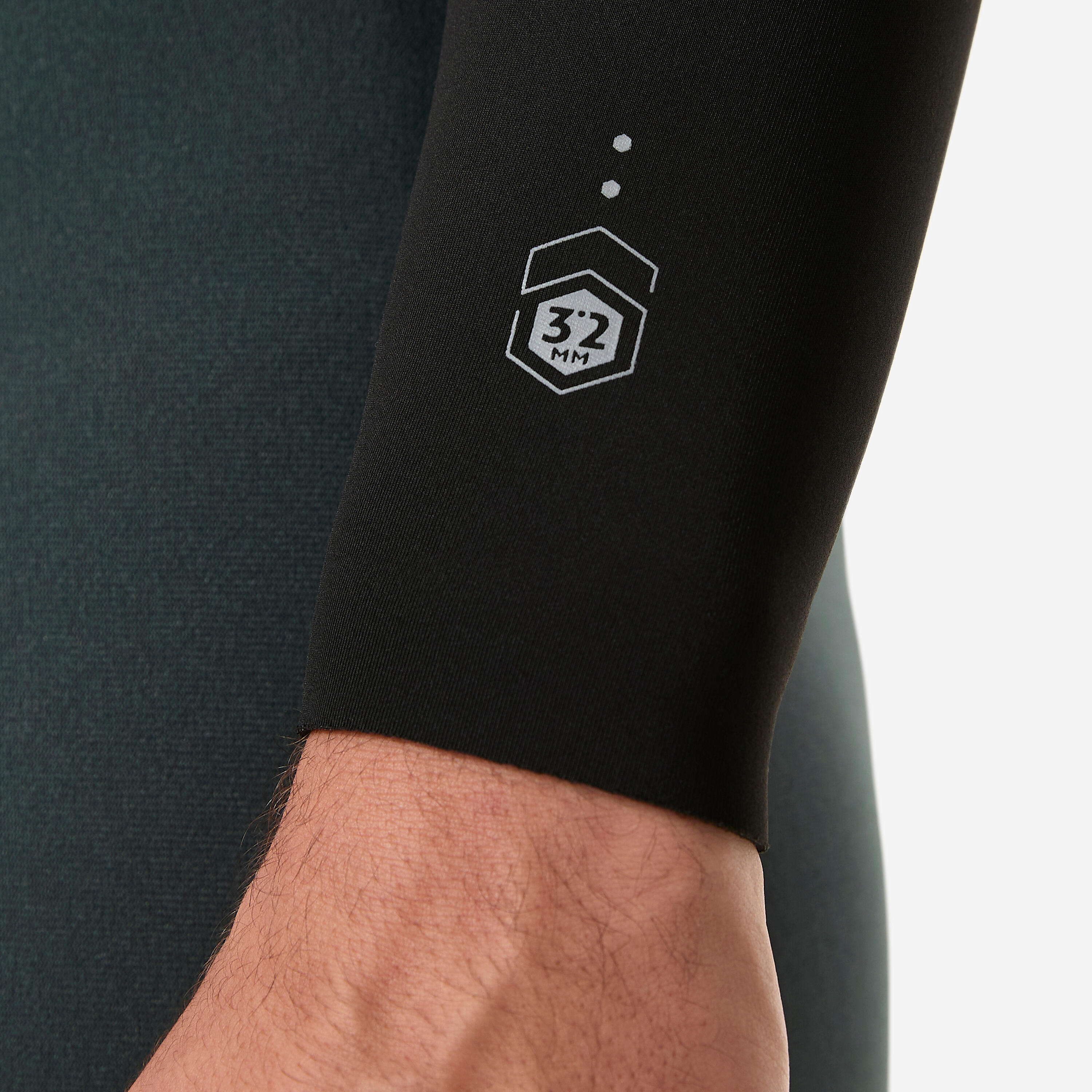 Combinaison intégrale surf caoutchouc naturel 3/2 mm homme, 500 kaki noir 7/10