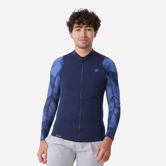 Top snorkeling manches L Homme caoutchouc naturel Yulex 1.5mm textile, bleu noir