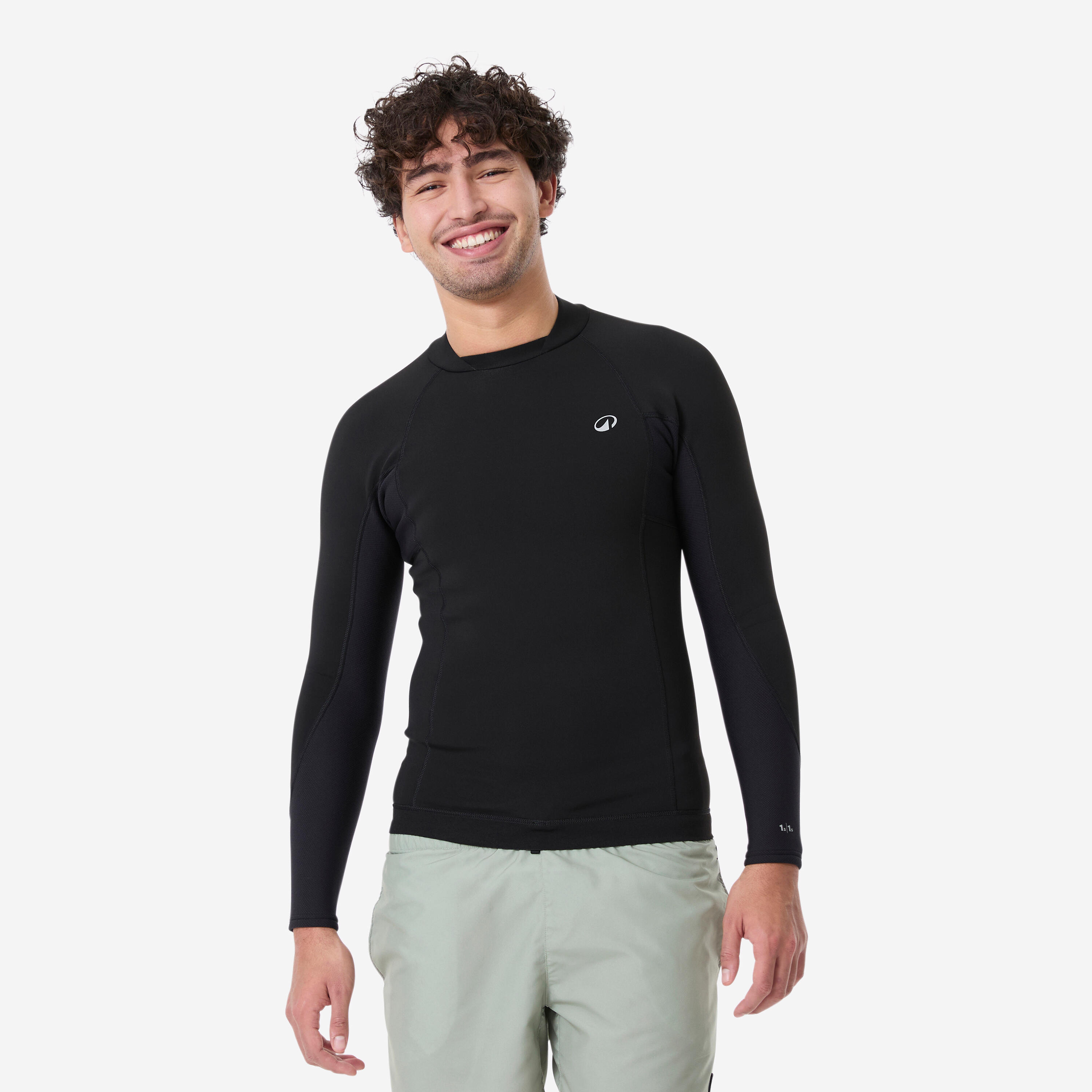 Top manches longues surf caoutchouc naturel 1,5mm homme, 900 noir