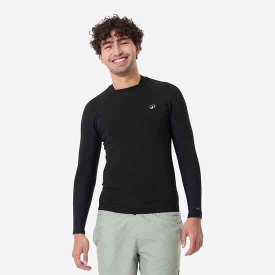 Top manches longues surf caoutchouc naturel 1,5mm homme, 900 noir