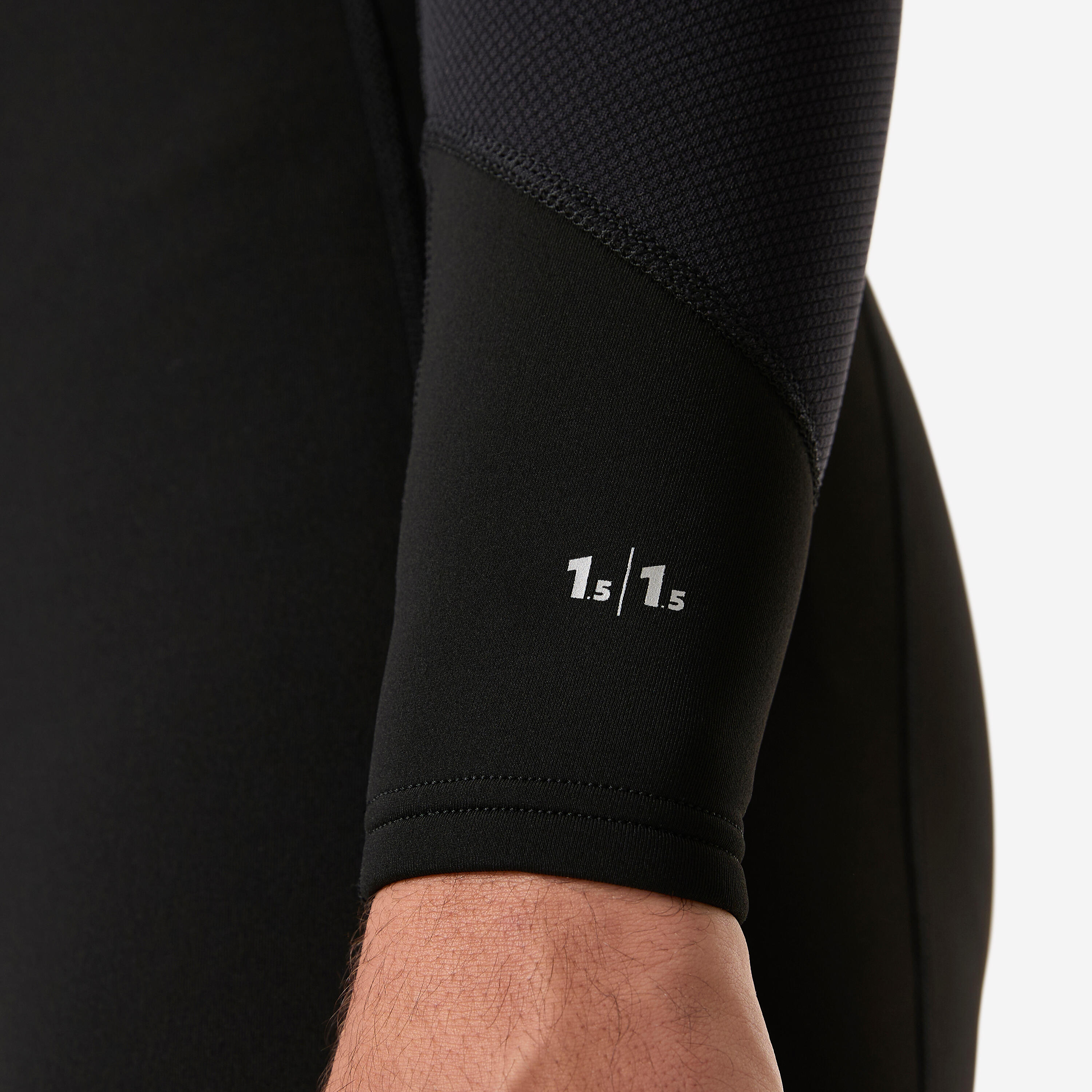 Combinaison shorty manches longues springsuit surf 1,5mm no zip homme, 900 noir 8/8