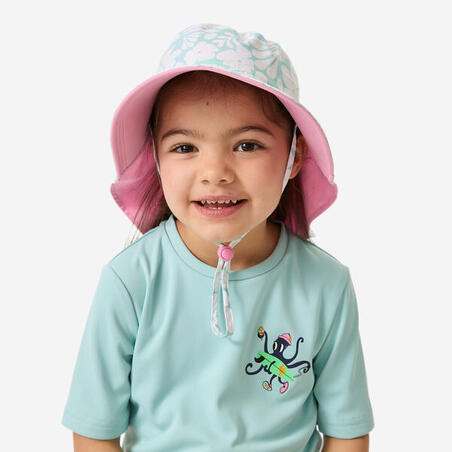 Панама сонцезахисна дитяча двостороння біла/зелена