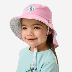 Chapeau anti UV réversible Bébé - corail et imprimés fleurs