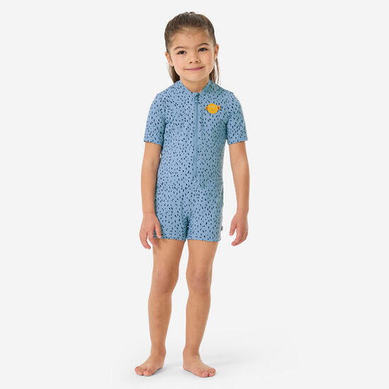 Combinaison de bain manches et jambes courtes bébé, points bleu